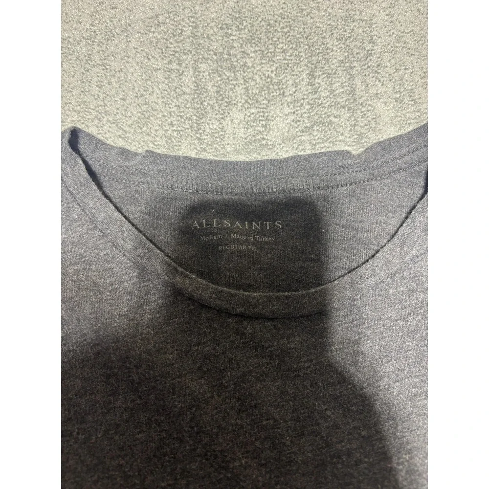 AllSaints Shirt Mens Medium Reg Fit Gray Brace Tonic Crew Tee Shirt
